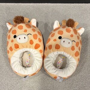 Squishmallows Orange and White Giraffe Slippers